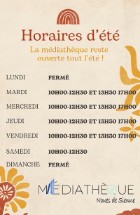 Horaires d'été de la Médiathèque