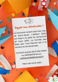 Carnaval 2025 : appel aux bénévoles